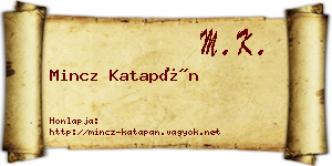 Mincz Katapán névjegykártya
